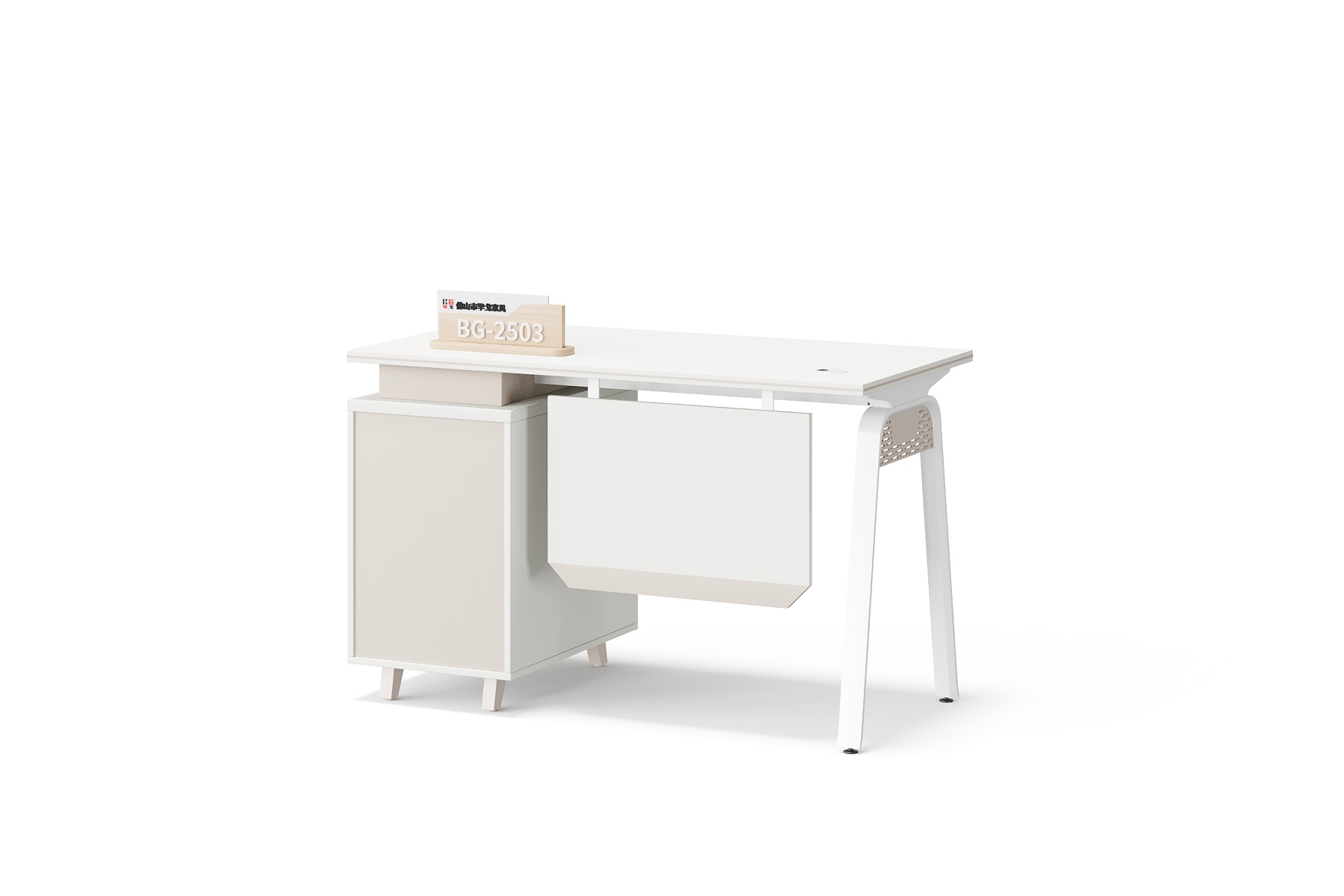 BG-2503S-White Compact Manager Desk with Side Storage supplier China for global project buyers