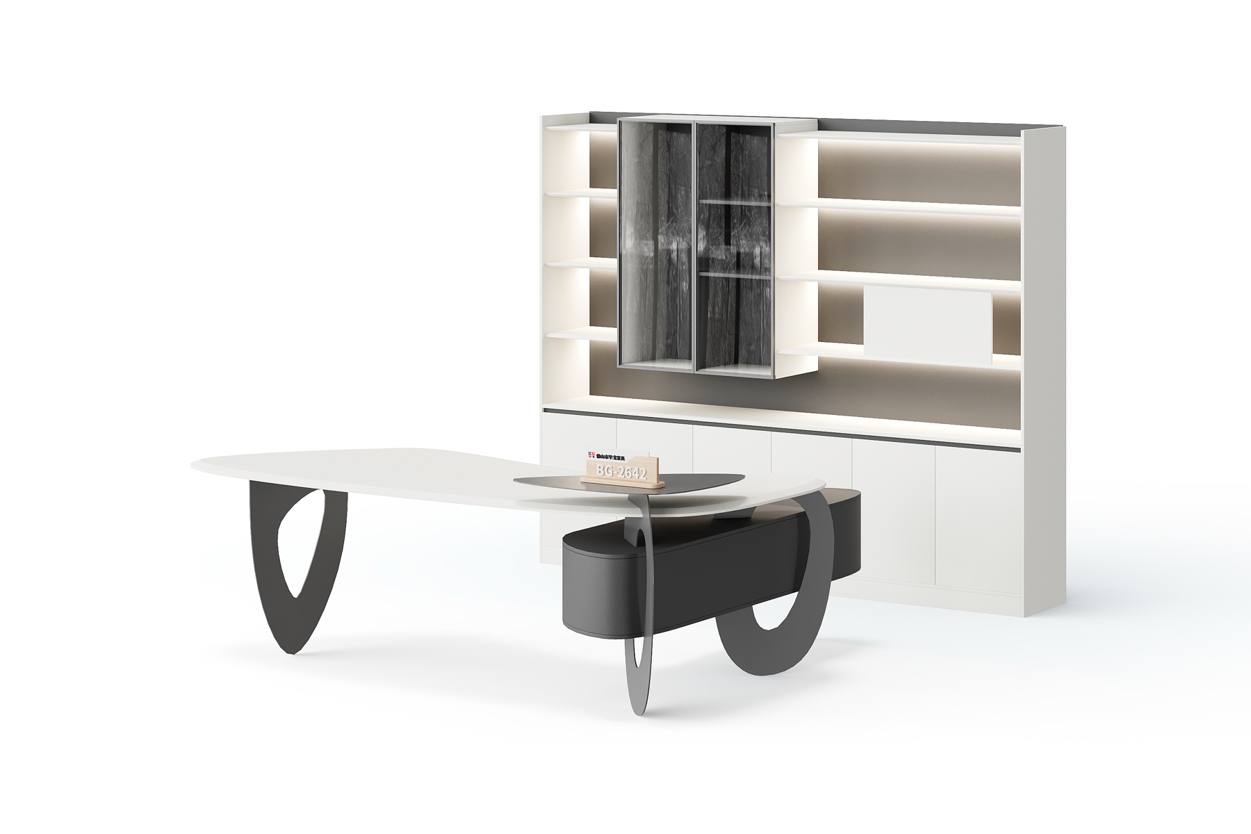 BG-2642LA-White Sculptural Executive Office Desk for Global Buyers
