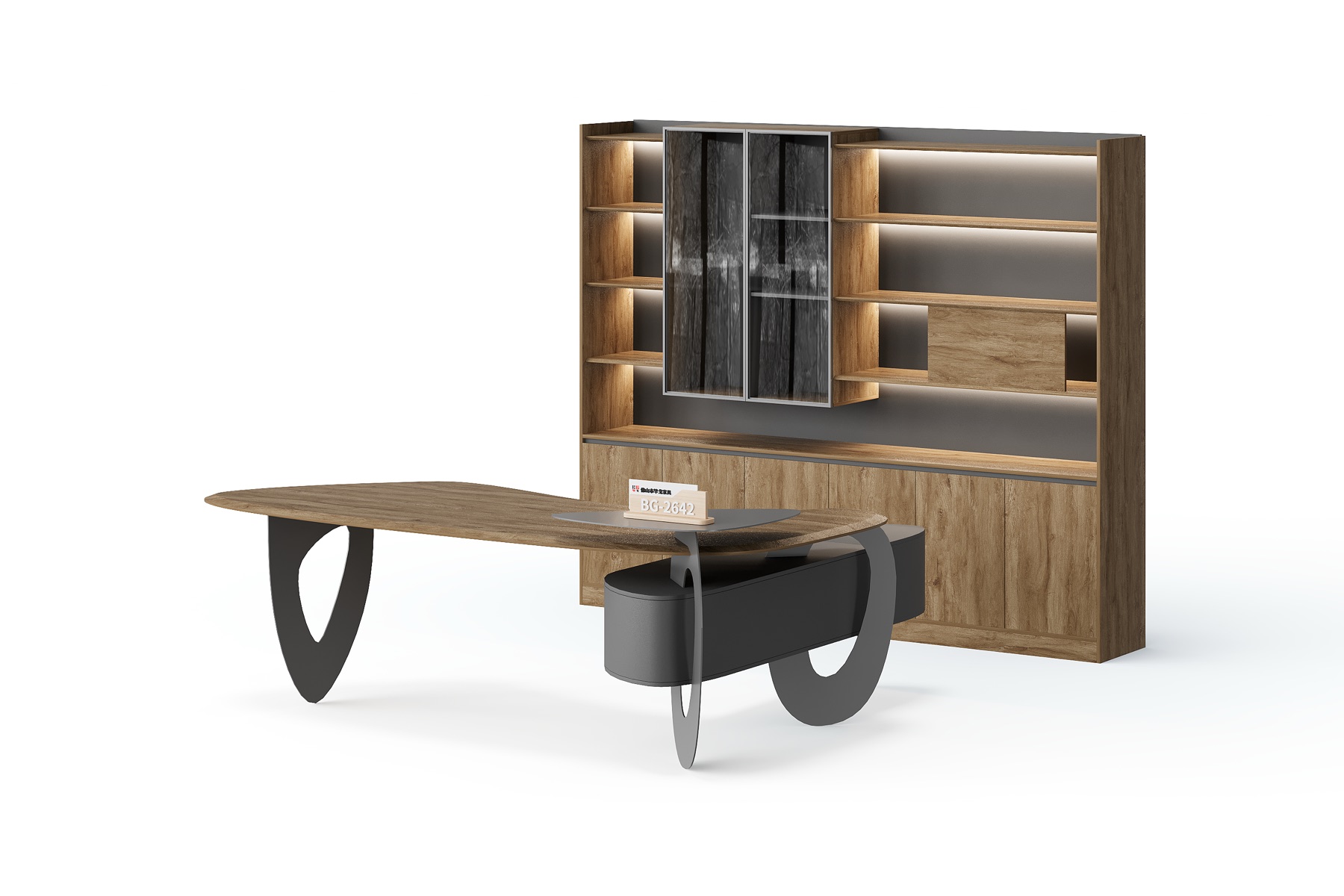 BG-2642LA-B4 2026 New Executive Desk with Side Unit and Storage Wall for Global Buyers