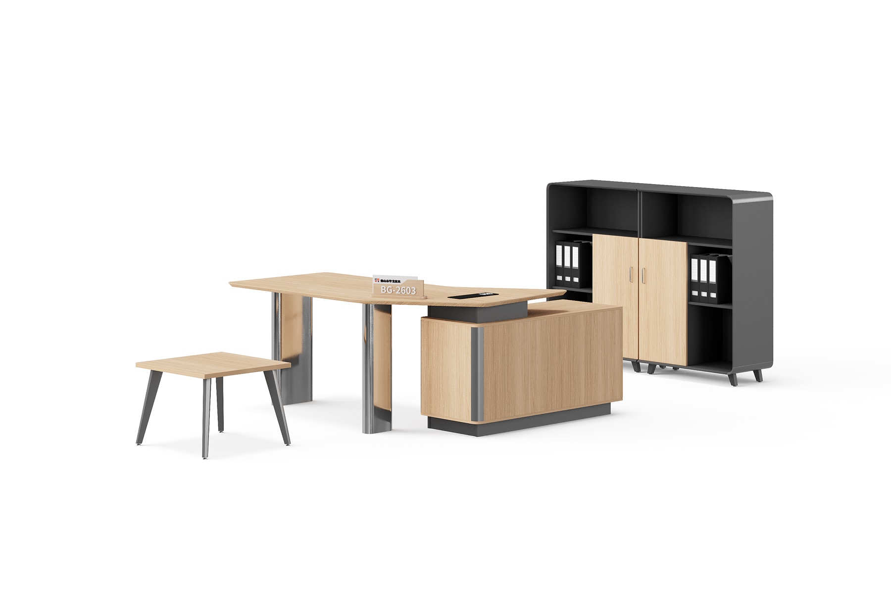 BG-2603LA-B3 Executive Desk, Low Table and Tall Storage Cabinet Set supplier China for global project buyers
