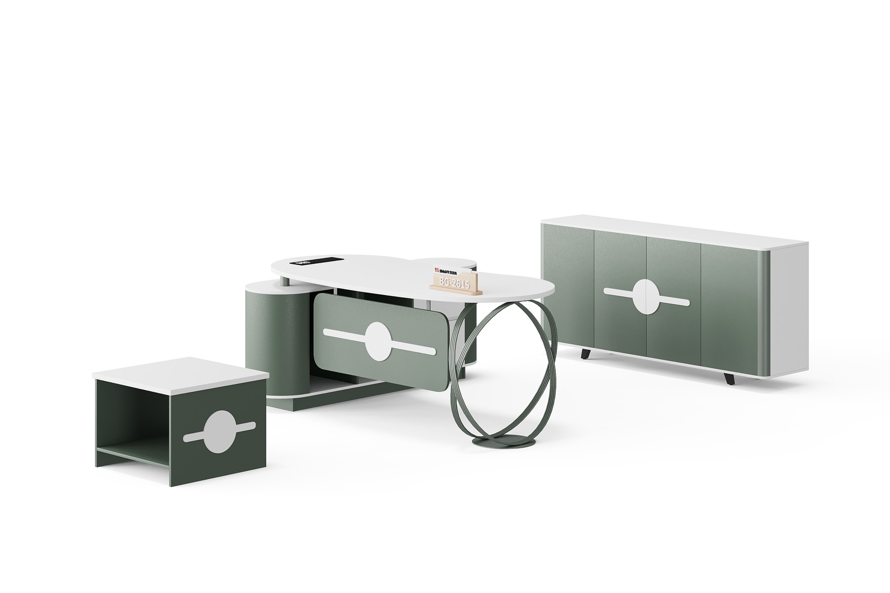 BG-2615LA-Green 2026 New Green Executive Desk, Low Table and Storage Cabinet Set for Global Buyers