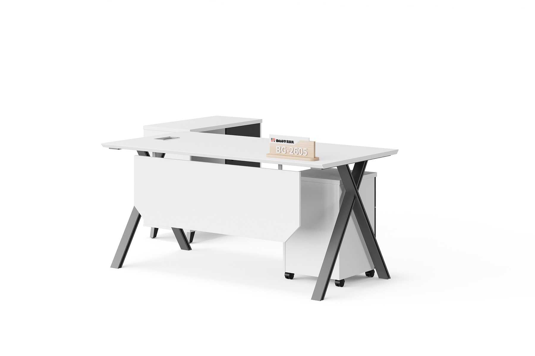 BG-2605-White 2026 New White Executive Desk with Side Storage for Global Buyers