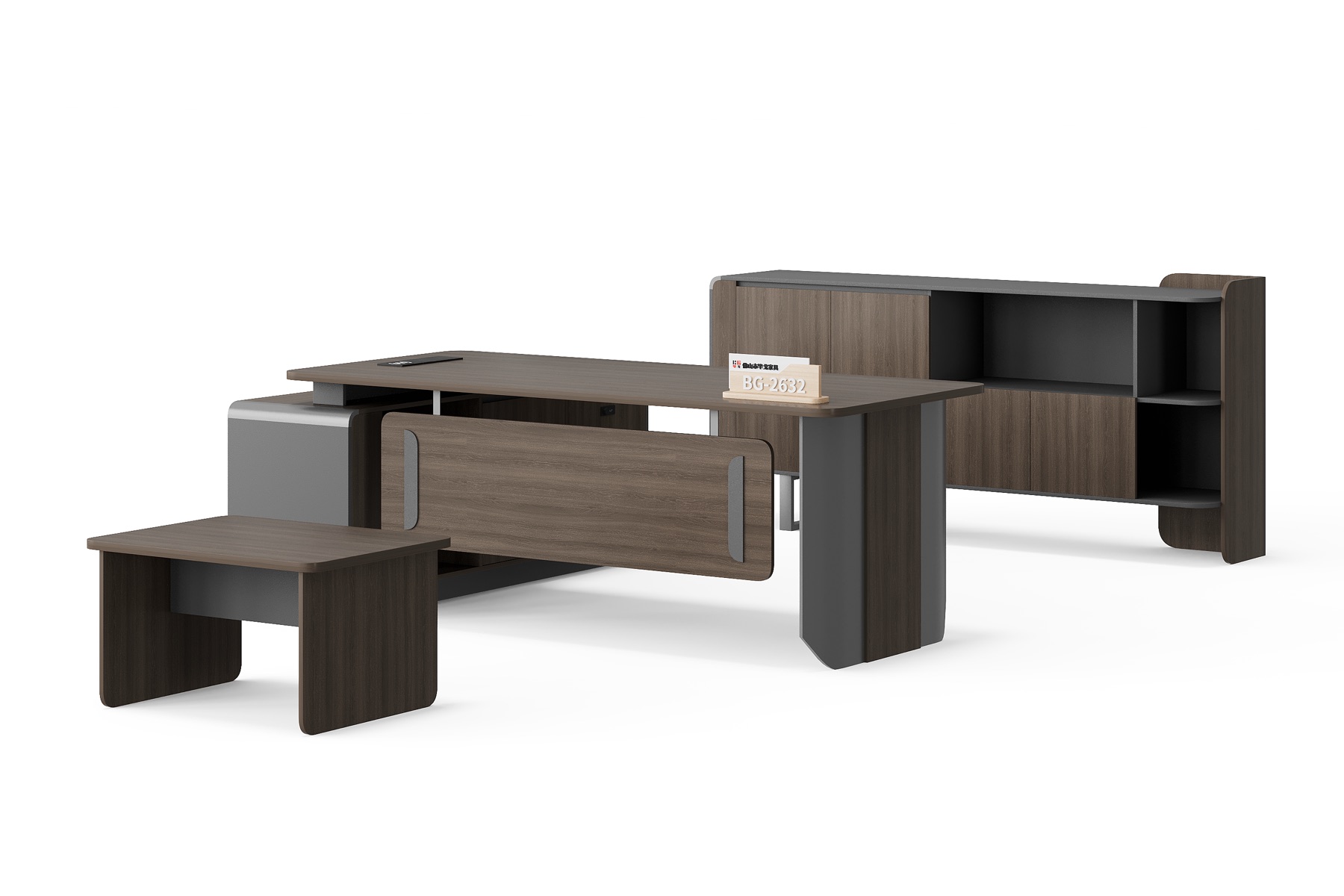 BG-2632LA-G28 Executive Desk, Low Table and Open-Shelf Storage Cabinet Set supplier China for global project buyers