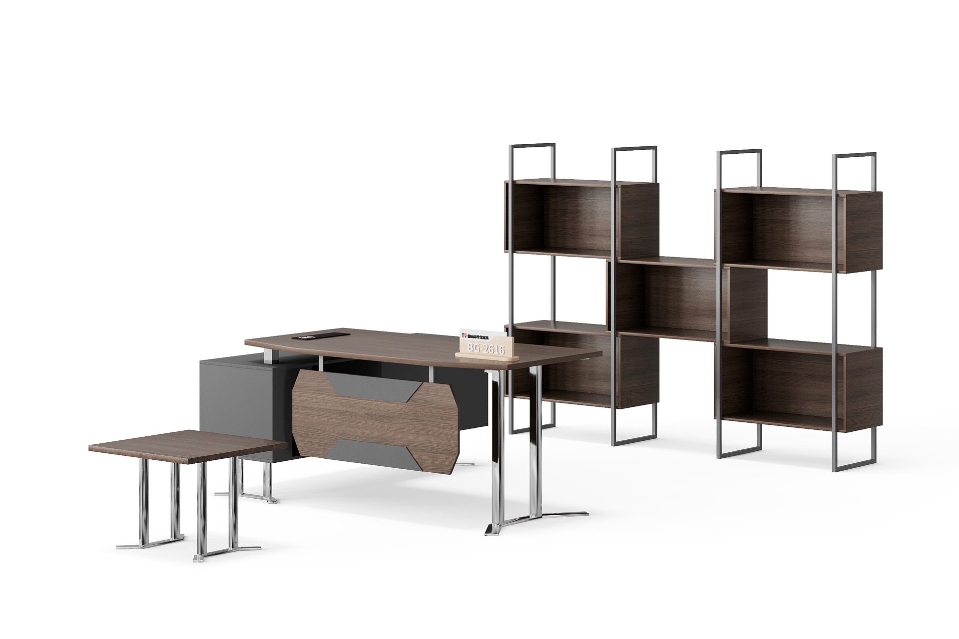 BG-2616LA-G17 Executive Desk, Low Table and Modular Open Storage Wall Set supplier China for global project buyers