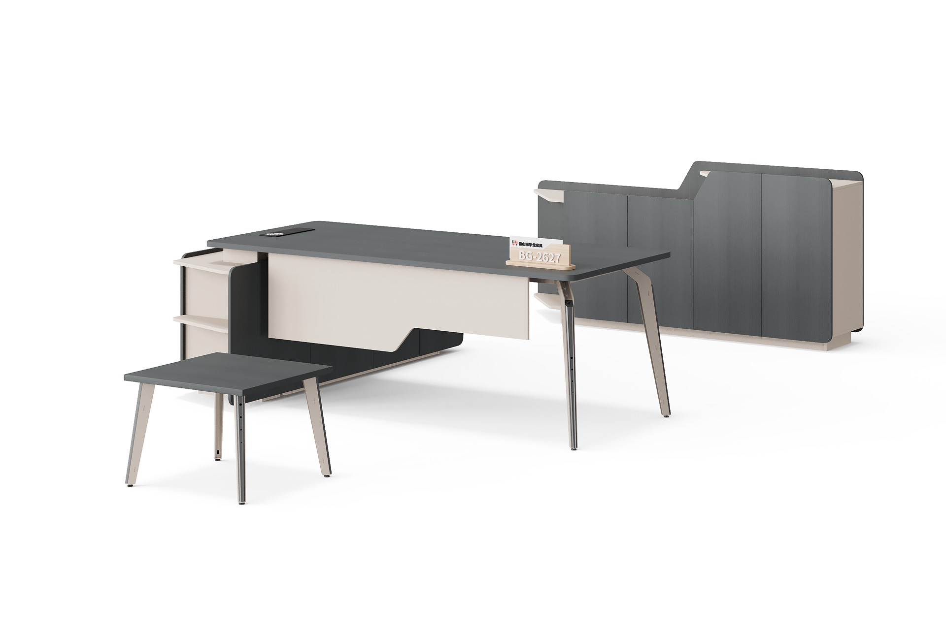 BG-2627LA-G21 Executive Desk, Low Table and Rounded Storage Cabinet Set supplier China for global project buyers