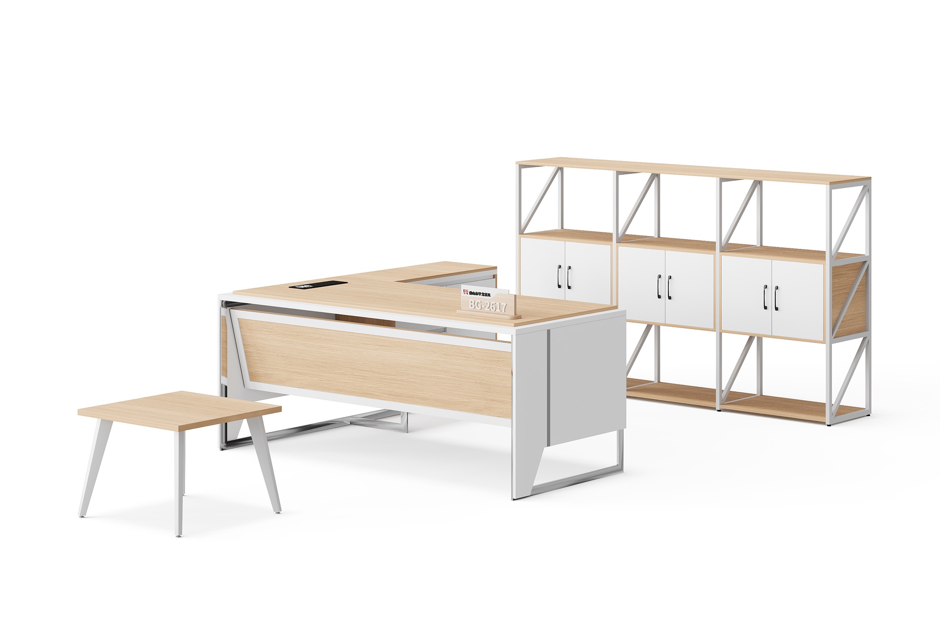 BG-2617LA-B3 2026 New Executive Desk, Low Table and Open-Frame Storage Wall Set for Global Buyers